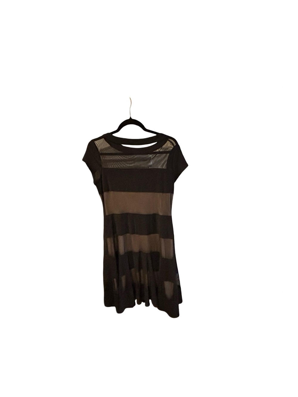 Y2K Sheer Stripe dress: Vintage R&M Richards Little Black Dress size 10p